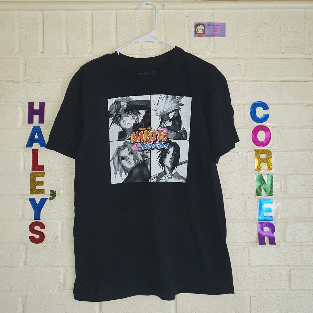 Ripple Junction Mens Naruto Shippuden Four Up Black Shirt New L